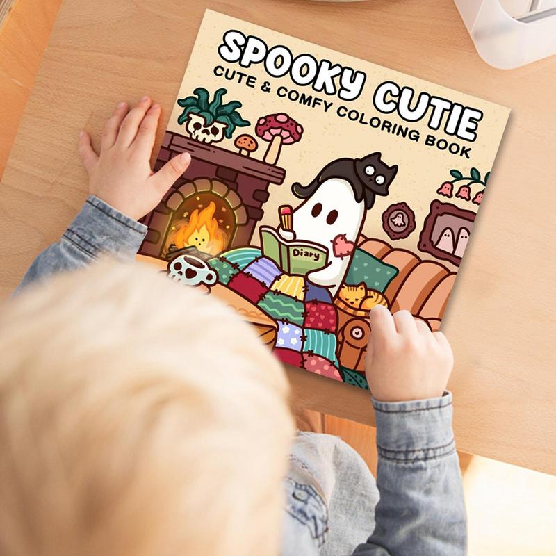 Halloween Coloring Book Cute Coloring Book Featuring Adorable Creepy Creatures Painting Toys for Relaxation and Stress Relieving