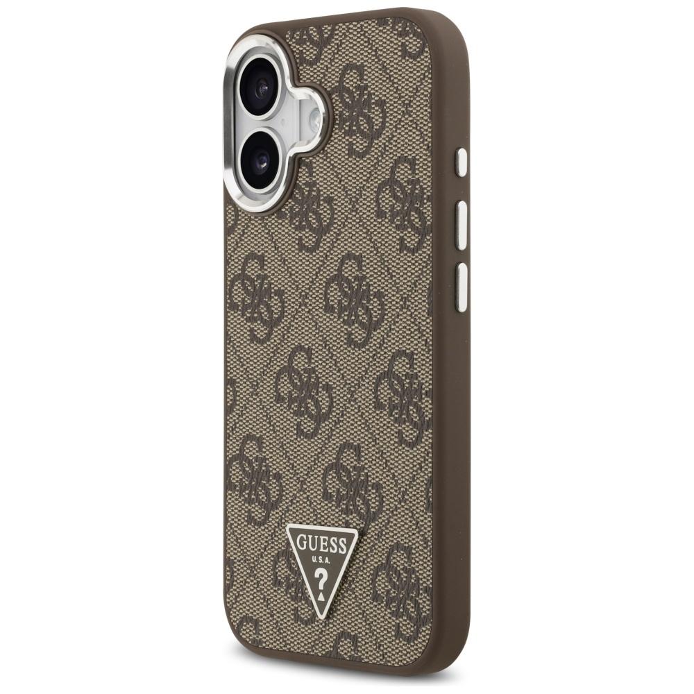 Guess 4G Triangle Logo MagSafe case for iPhone 17 brown silver