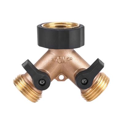 Brass Water Tap Adapter 2 Way Y Shape 3/4 Hose Connector Garden Irrigation (American Standard)