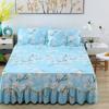 Fashion Soft Sanding Bedspread Anti-skip Wedding Bed skirt Queen King Size No Pilling Fitted Sheet Cover Double Layer Bed Cover