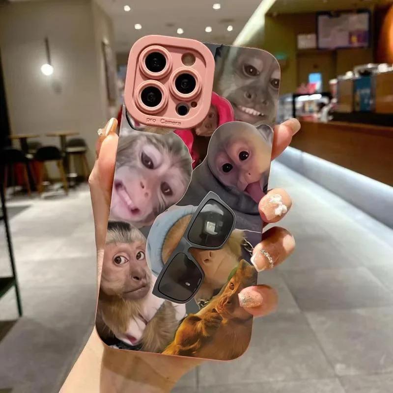New Creative Monkey Pattern Phone Case For iPhone 16 Pro Max 15 14 13 12 11 XS X XR 7 8 Plus SE Shockproof Soft Cover
