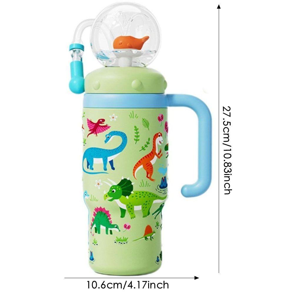 Creative Gift Double Drinking Lid Whale Fountain Tumbler Leak Proof 710ml Whale Cup Widened Handle Whale Spray Sippy Cup