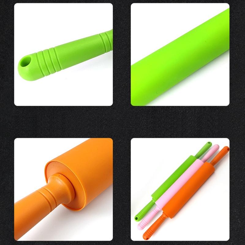 48,5cm Silikonový váleček na těsto Velký rozměr Nepřilnavý váleček Barevný cukrářský nástroj Váleček na těsto a mouku do kuchyně