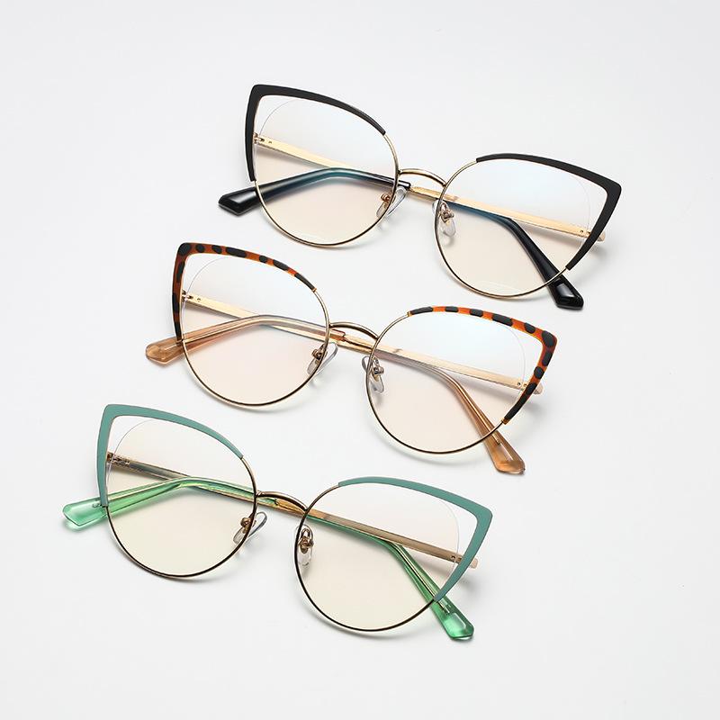 8399 Personalized Cat Eye Flat Mirror 2023 New Fashion Unisex Spring Foot Anti-Blue Metal Glasses Frame
