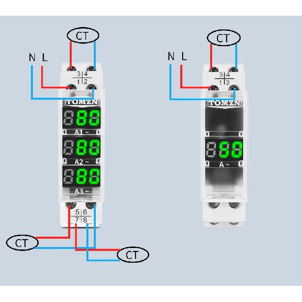 Din Rail 18mm AC 40-500V 220V 380V Voltage Meter Ammeter Single Three Phase Modular Indicator LED Digital Display Detector NEW