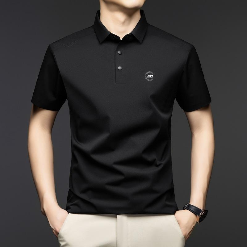 Polo Shirt Men'S Short-Sleeved Seamless Lapel-Neck Printed Business Casual T-Shirt Bottoming Shirt