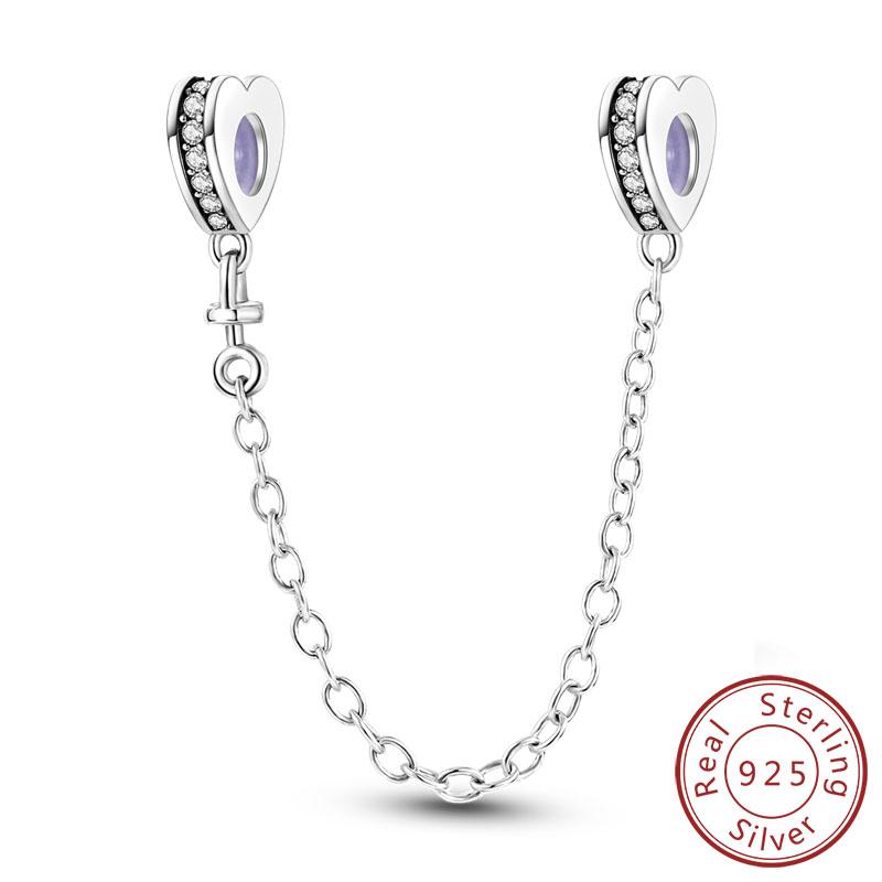 Safety Chain Charms Fit Original Copper Charms Beads Moon Star Butterfly Heart Safety Chain For Women Jewelry Gift