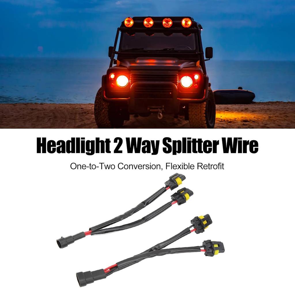9005 9006 Male to Female Headlight Splitter Harness - Dual Output Wiring Adapter Kit for Truck LED Headlamp Retrofit