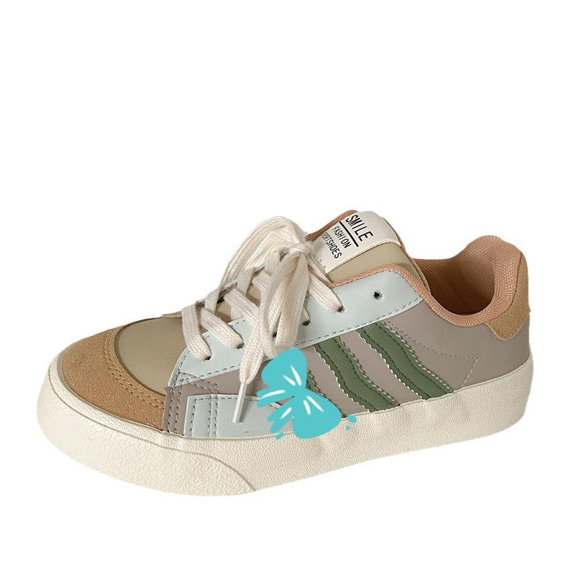 

G1089 гонконгский стиль кожаные туфли белые женские 2025 новые студенческие универсальные модные повседневные туфли для сноуборда в стиле ретро 40 бежевый