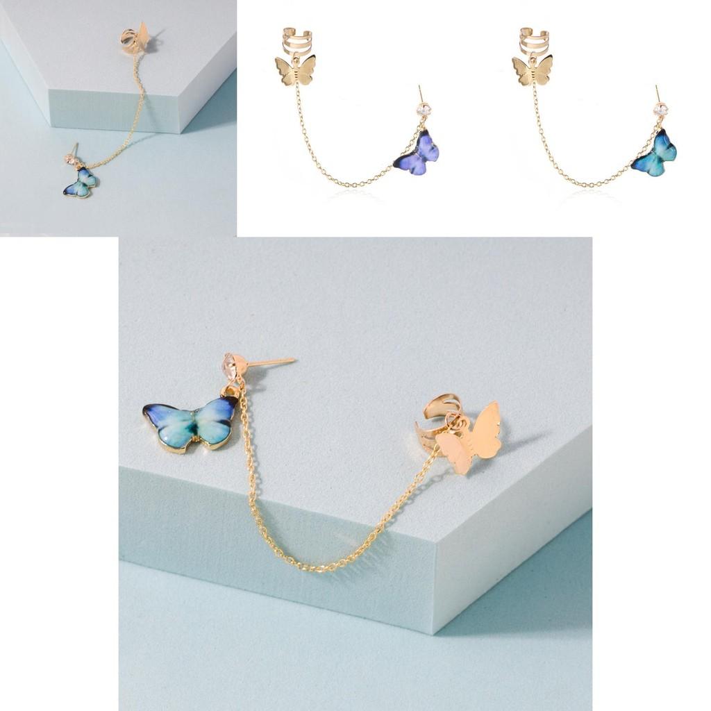 Modern European Trend Butterfly Chain Earrings Unique Minimalist Style