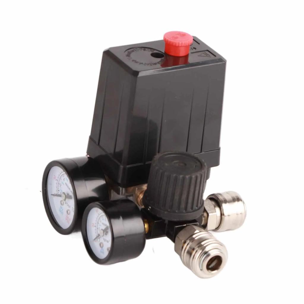 Air Compressor Valve Pressure Control Switch Air Compressor Pressure Switch 1/4in 4 Holes Controller Regulator Valve 90‑120PSI
