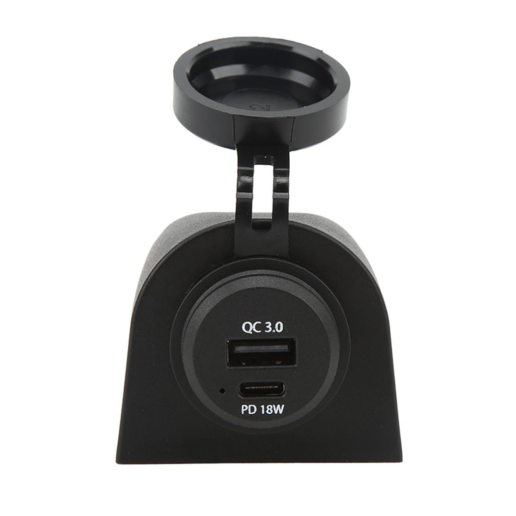 Car Charger Adapter QC 3.0 PD 18W Fast Charging Dual Port USB Type C Charging Socket for Motorcycles