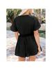 Women's Beach Jumpsuit Wide Leg V Neck Front Tie Summer Casual Romper