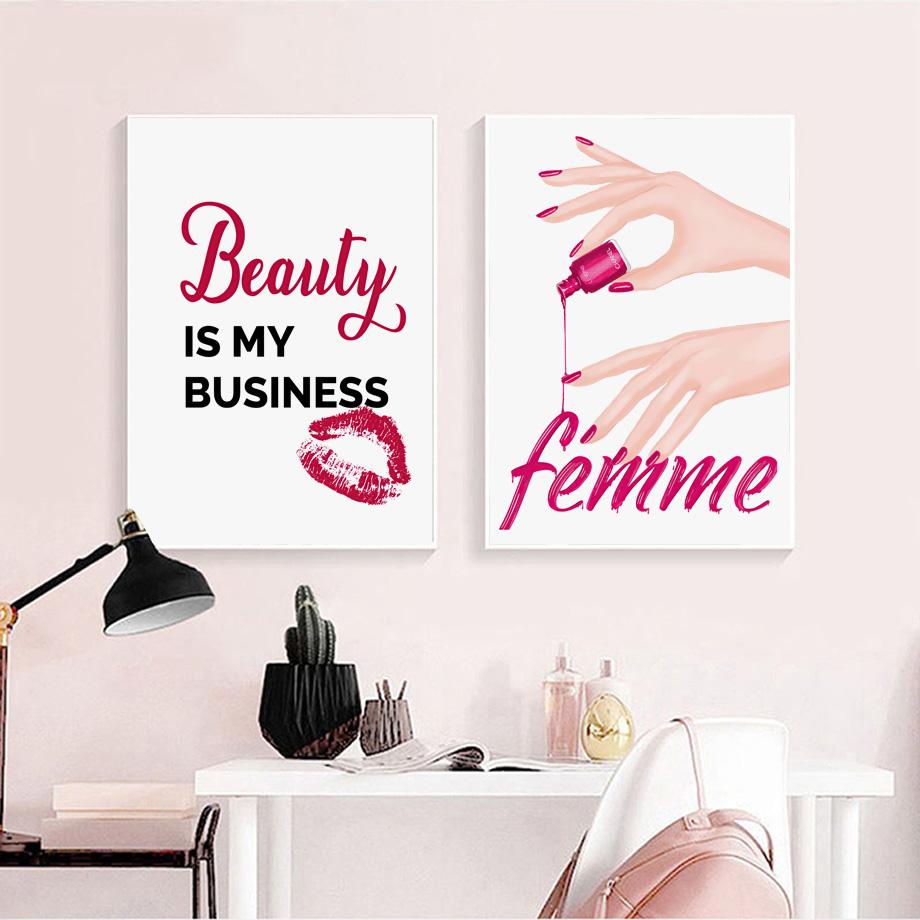 Lashes Nails Polish Rúž Krása Nástenné umenie Obraz na plátne Severské plagáty a obrazy Nástenné obrazy do obývačky Salon Decor Bez rámu