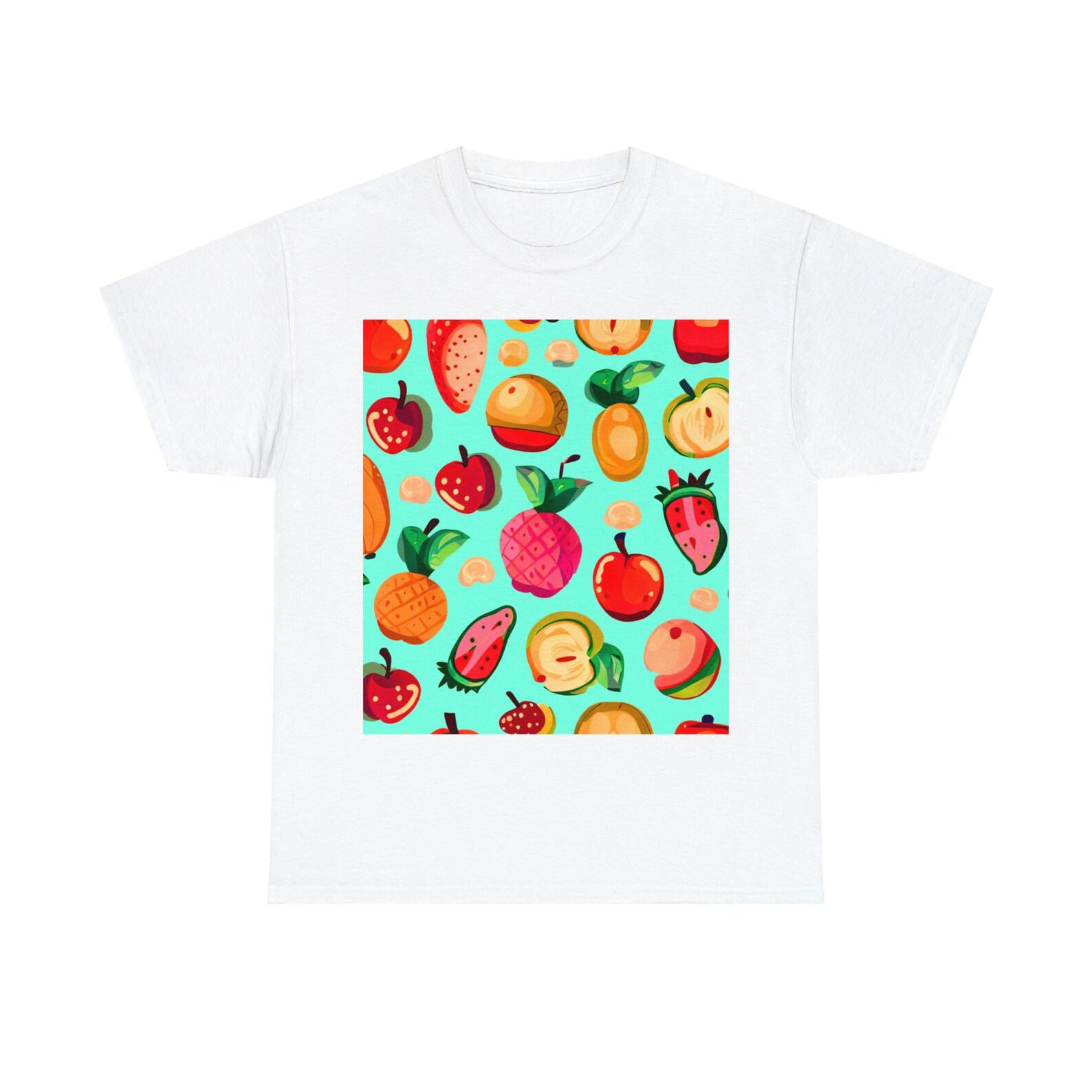 Fruit Print T-Shirt, Colorful Unisex Tee 140