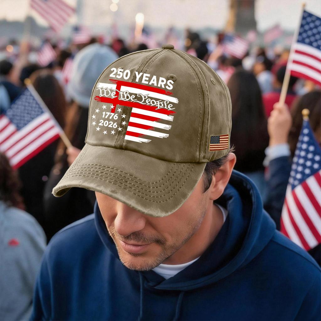 Men's and Women's Matching American 250th Anniversary Anniversary Embroidered Vintage Washed Baseball Cap