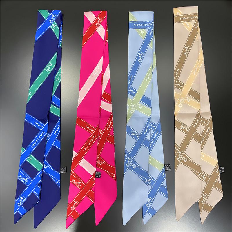 Bufanda de Bolso para Mujer Bufanda de Seda Sarga Bufandas Finas para Señora Diseño de Cinta Cruzada Toalla de Muñeca Foulard Pañuelo de Cuello Cinta para la Cabeza