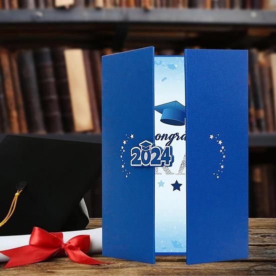 

2024 Поздравляем выпускную книгу для подписи, альтернативное украшение для выпускной вечеринки, изысканный узор, складная доска для подписания красный