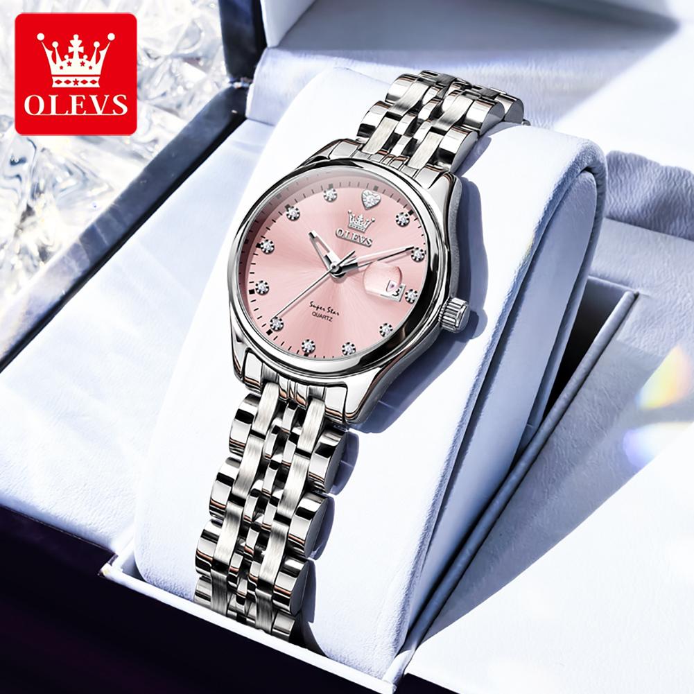 

OLEVS Women Watch Quartz Wristwatch Waterproof Date Ladies Watches Original Luxury Elegant Woman‘s Gifts розовый