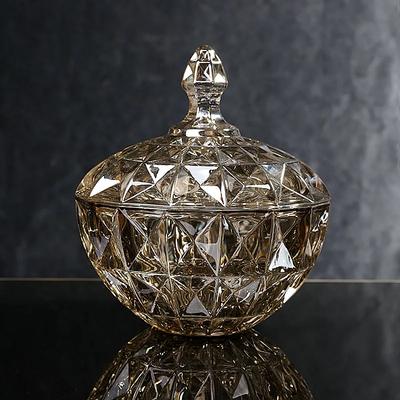 Barattolo portaoggetti stile europeo materiale vetro cristallo ornamento da tavolo caramelle frutta moda creativa uso domestico portagioie con coperchio