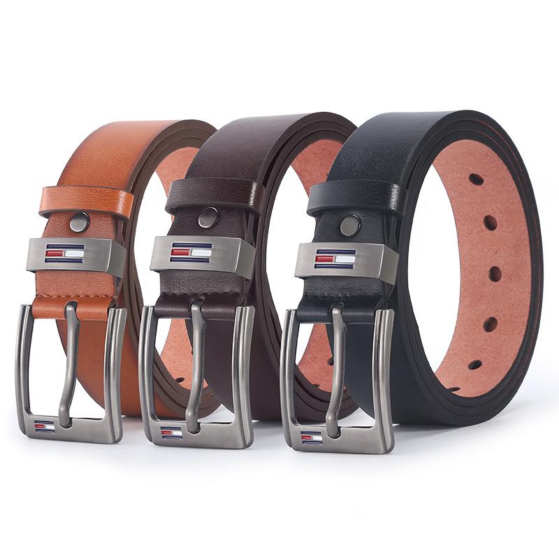 Belt Men'S Oil Drop Pin Buckle Microfiber Belt Business Belt Stall