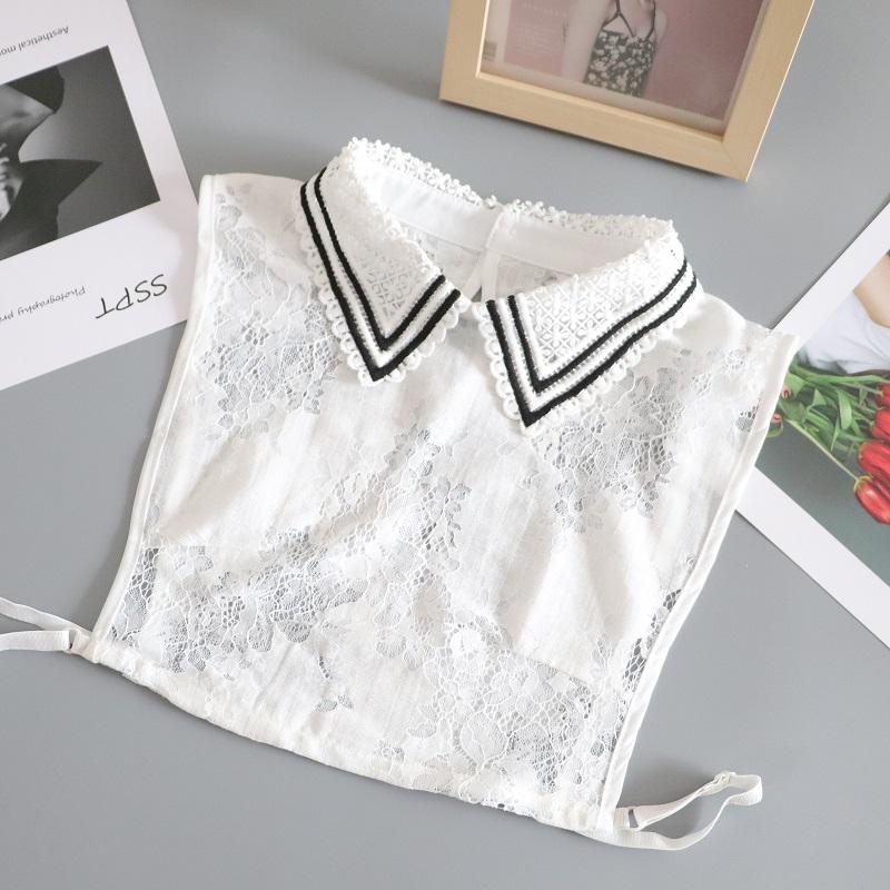 Lace Fake Collar Shirt Women Detachable Collar Half Shirt Women False Collar Tie White Lapel Faux Col Women Clothes Accessories