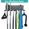 Effective Double Level Fitness Accessories Shelf With 8 Hook 2 Support for Exercise Gear Organization