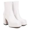 Mode 2024 Neue Damen Stiefeletten Plateau Weiß Schwarz Hohe Absätze Kurzer Stiefel Damen Herbst Winter Partyschuhe Damen Große Größe 45