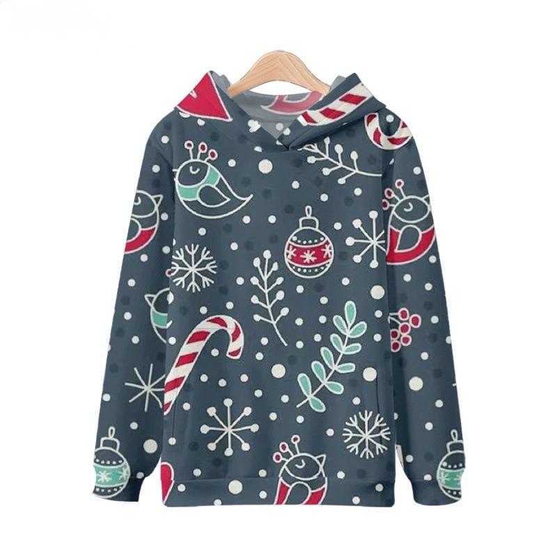 

New Women s Hooded Sweatshirt Autumn Winter Warmth Cartoon Round Neck Long Sleeved Loose Comfortable Christmas Hoodie 6XL