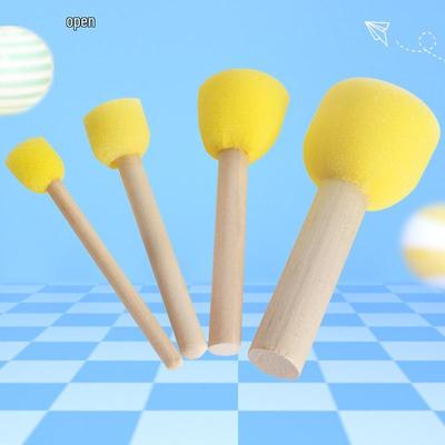 Children's Wooden Handle Mushroom Sponge Paintbrush for Art and Graffiti