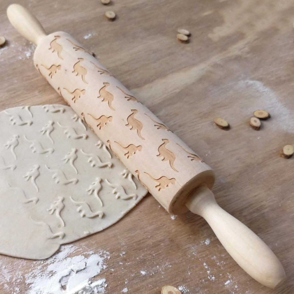 Cartoon Animal Embossing Rolling Pin Baking Cookies Biscuit Fondant Cake Engraved Roller