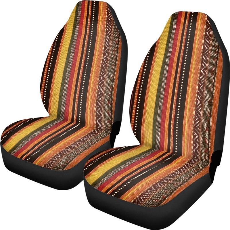 Car Universal Seat Cover Elastic Polyester Cloth Tribe Geometric Pattern Car Seat Cover