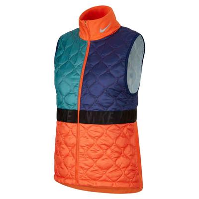 Sports Training Color Block Knit Stand Collar Cotton Vest Women Vests Orange BV3870-364
