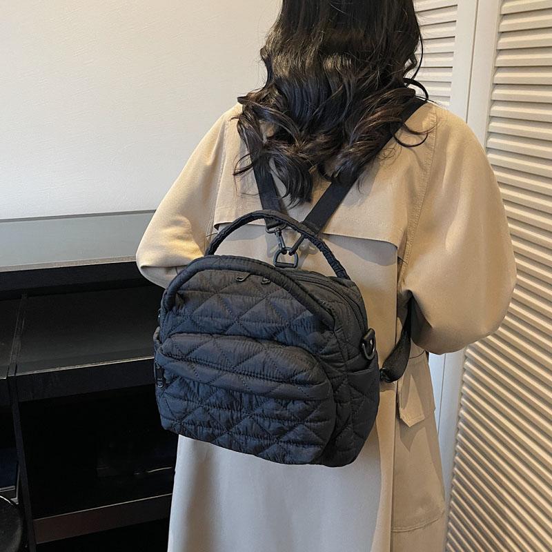 Women Nylon Quilted Tote Bag with Adjustable Strap Crossbody Bags for Work Shopping Travel Daily