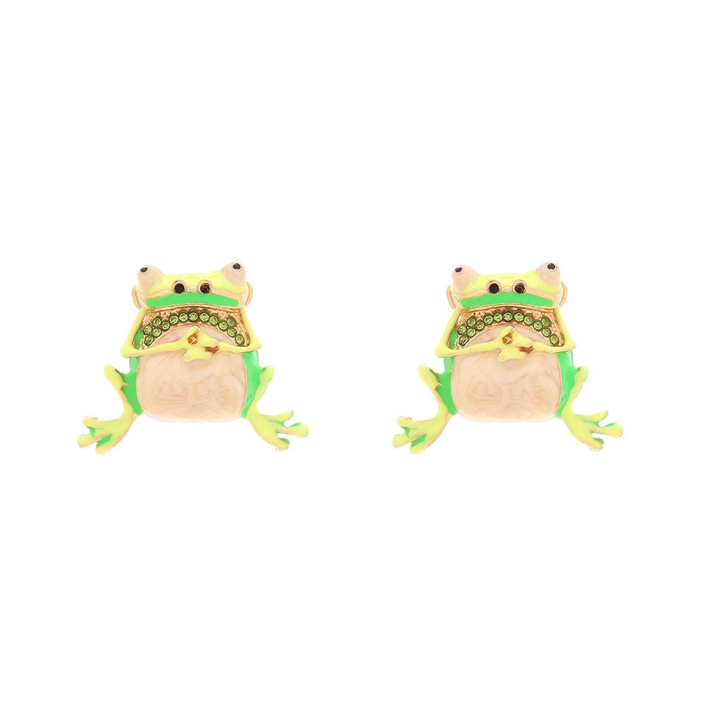

DIGADAGU Alloy Quirky Frog Stud Earrings New Exaggerated Trend Earrings Women Party Zircon Accessories різнокольоровий