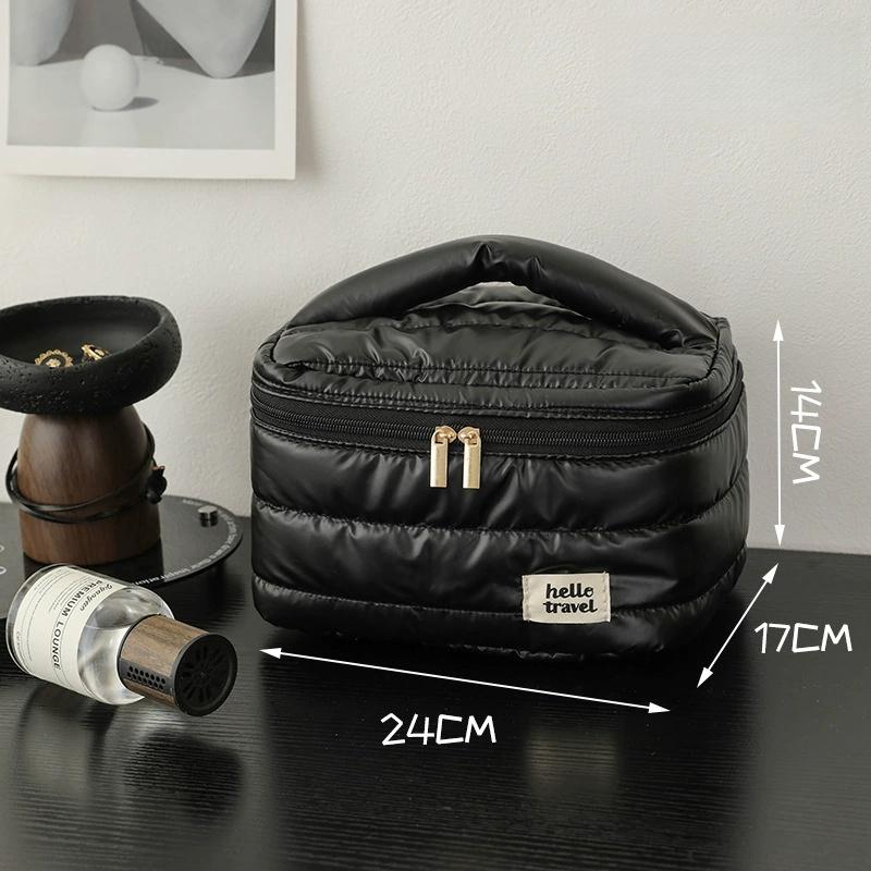 Make Up Bag Large Capacity Waterproof Makeup Handbag Travel Cosmetic Toiletry Storage Pouch Elegant Ladies Square Zipper Bag