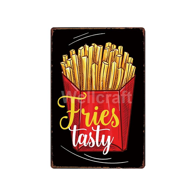 [ WellCraft ] Fast Food Hot Dog Ice Cream Pizza Coffee Metal Sign Wall Plate Pub Bar Vintage Painting Personality Decor LT-1723