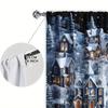 2pcs Christmas Night Scene of Ice and Snow Village Printed Curtain for Home Decor - Rod Pocket Window Treatment for Bedroom