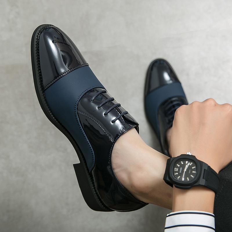 Italské Pánské Černé Modré Společenské Boty Svatba Pravá Kůže Šněrovací Pánské Oxfordky Brogue Klasické Obchodní Pánské Formální Boty