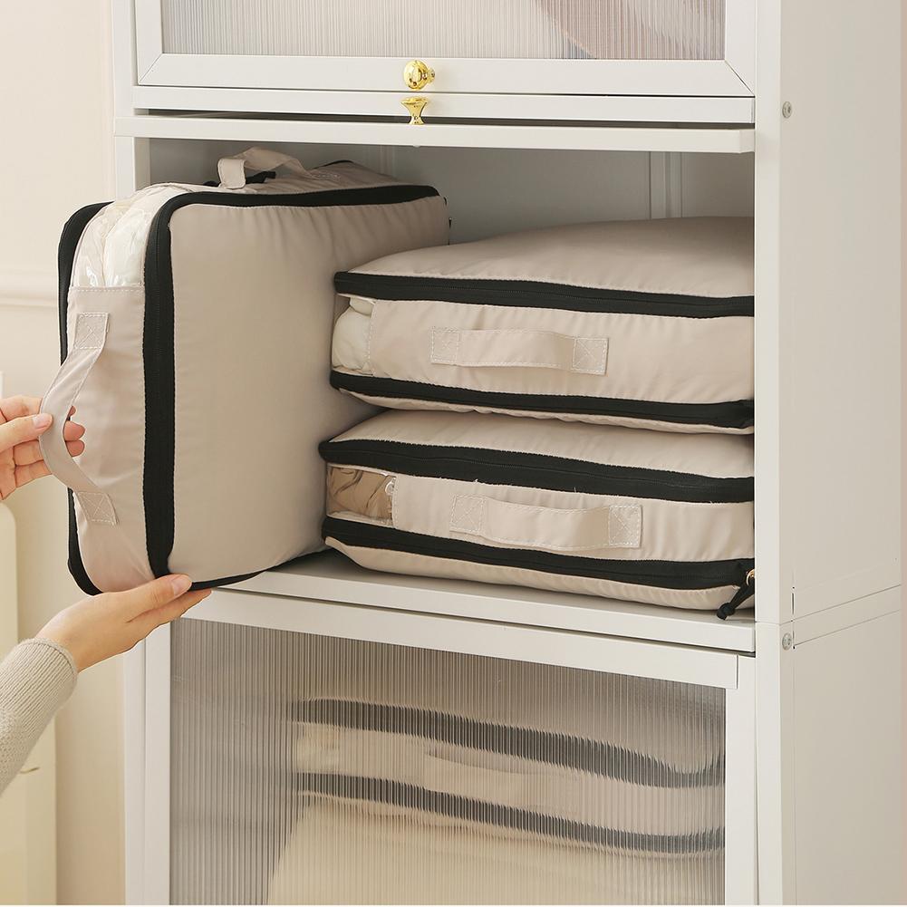Kompressions-Bettdecken-Aufbewahrungstasche Große Kapazität Selbstkomprimierender Organizer Platzsparend Komprimierbare Aufbewahrungstasche für Kleidung Decken