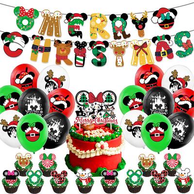 30 Stück Weihnachts-Mickey-Party-Dekorationen Enthält Banner Cake Topper Ballon