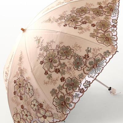 Parapluie pliant à double usage, brodé de dentelle, protection solaire et pluie, protection UV.