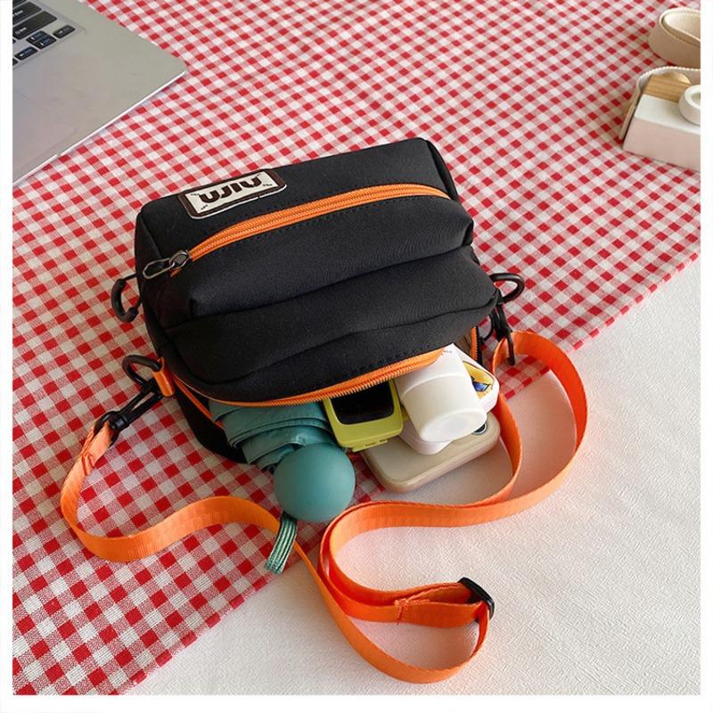 New Nylon Women's Bag Trendy Color Block Mini Square Purse Korean Style Crossbody Shoulder Bag