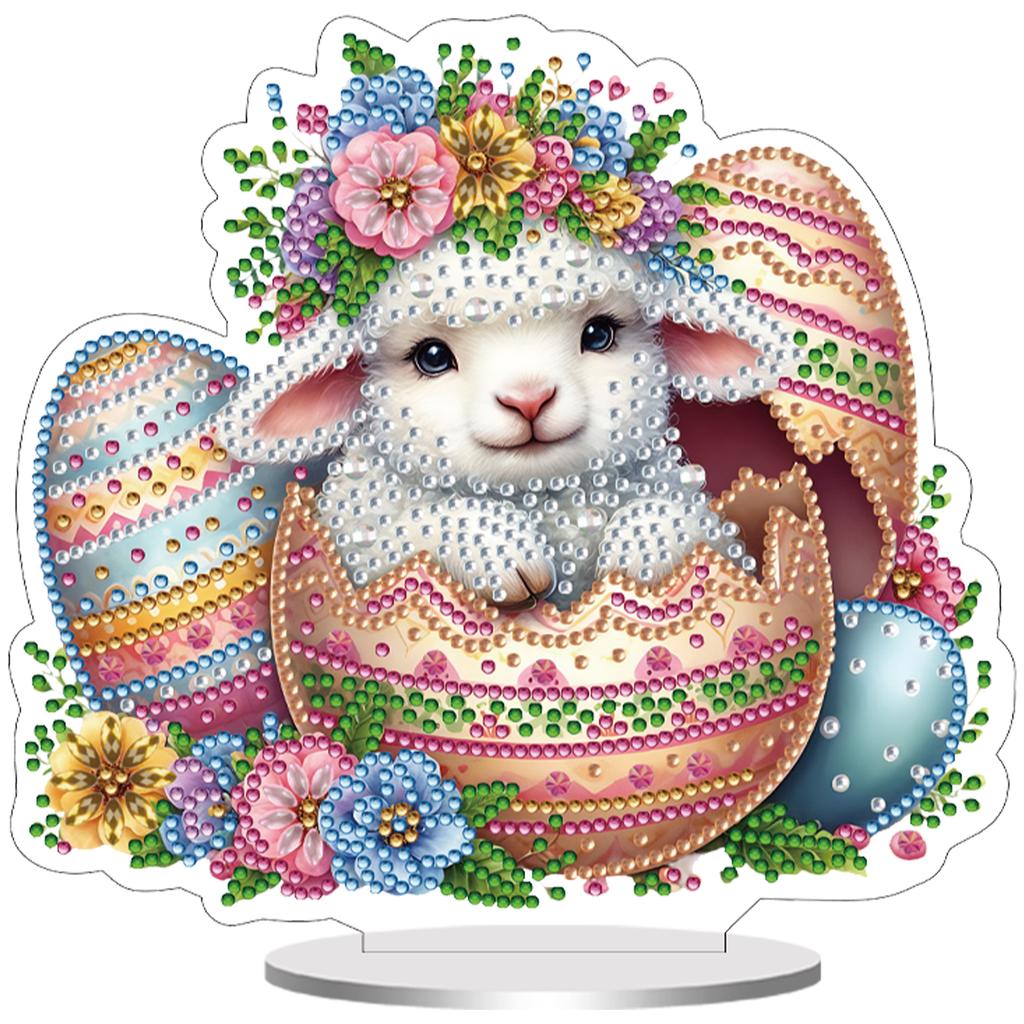 2D Flat Print Animal DIY Diamond Painting Tabletop Ornaments Kit Double Sided Diamond Art Tabletop Decorations Home Office Decor