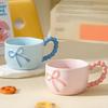 Cream Ceramic Cup Bow Hand Pinch Cup High Value Coffee Cup Mug Children'S Water Cup Birthday Gift Girl