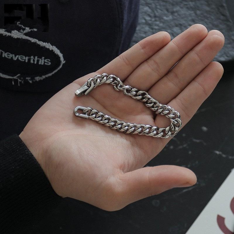 Fadeproof Titanium Steel Frosted Cuban Chain Bracelet with Versatile Clasp