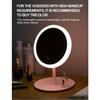 LED Makeup Mirror With Light Lamp With Storage Desktop Rotating Cosmetic Mirror Light Adjustable Dimming USB Vanity Mirror