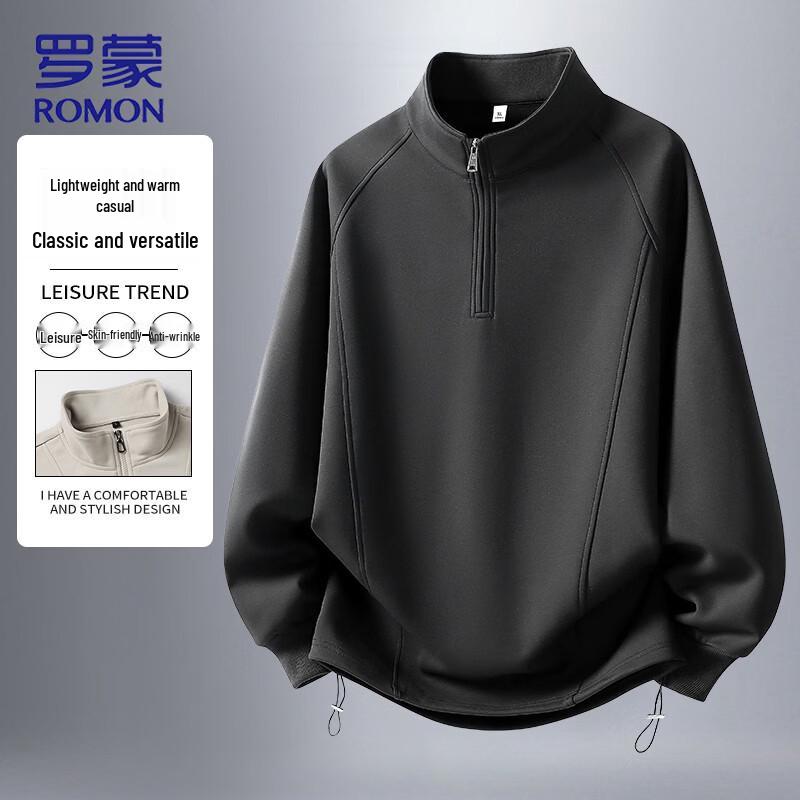 ROMON Men s Stand Collar Half-Zip Pullover Sweatshirt M