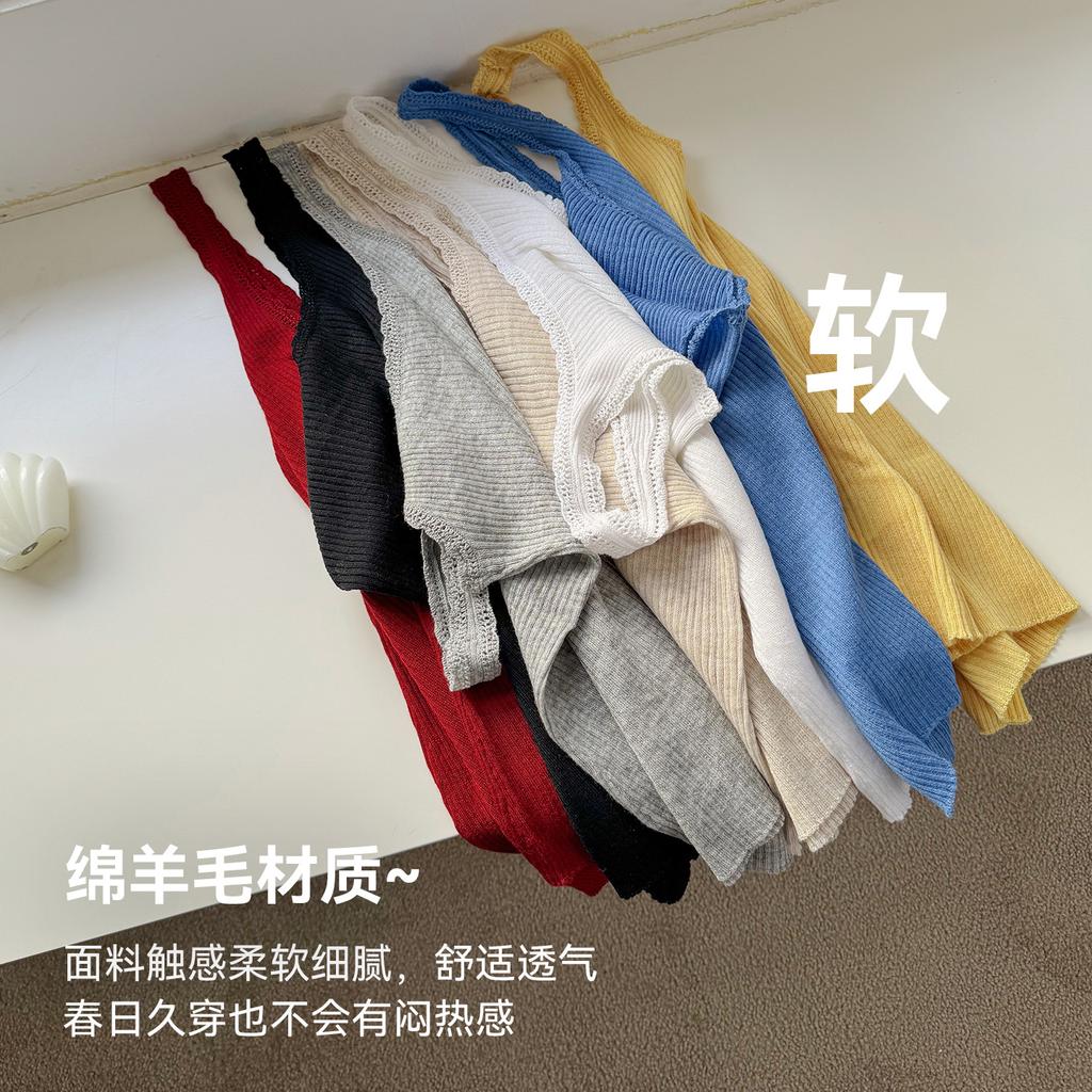 Wool hook-up sling vest for women's spring and summer thin inner base Spice girl pure desire wind slim-fitting outer sleeveless top