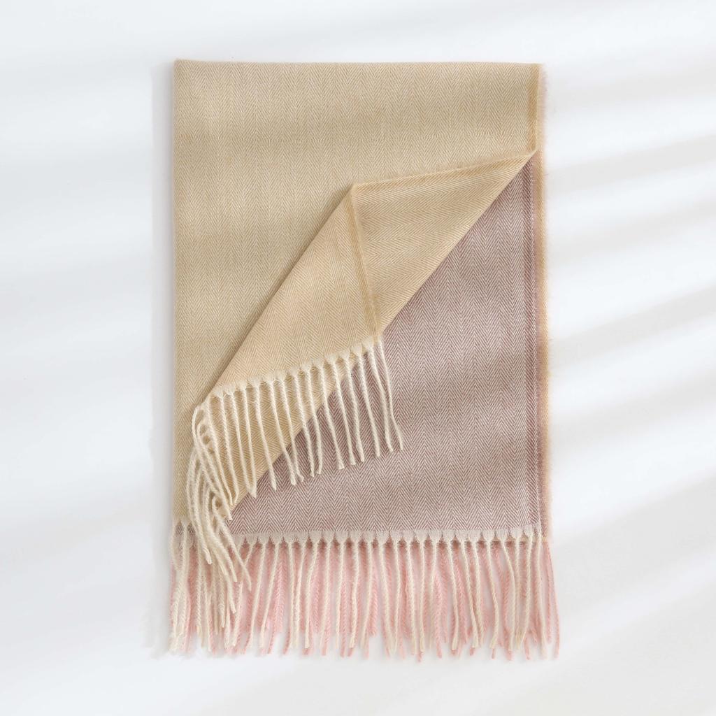Korean Version of The Autumn and Winter Faux Cashmere Splicing Scarf Japanese Harajuku Wind Long Dual-use Shawl Tassel Thickened Warm Scarf